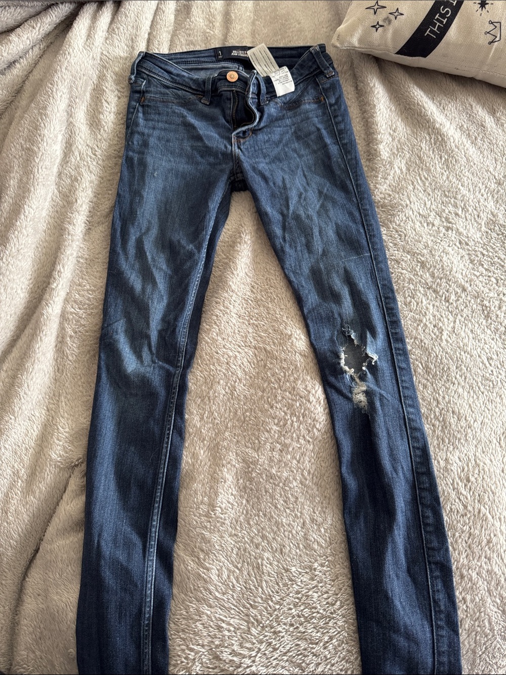 Hollister Dark Blue Skinny Jeans with Knee Distress